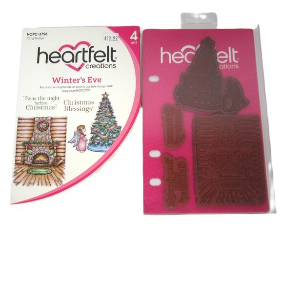 Heartfelt Creations Winter's Eve Cling Stamps Christmas Tree Angel Holiday - Picture 1 of 3